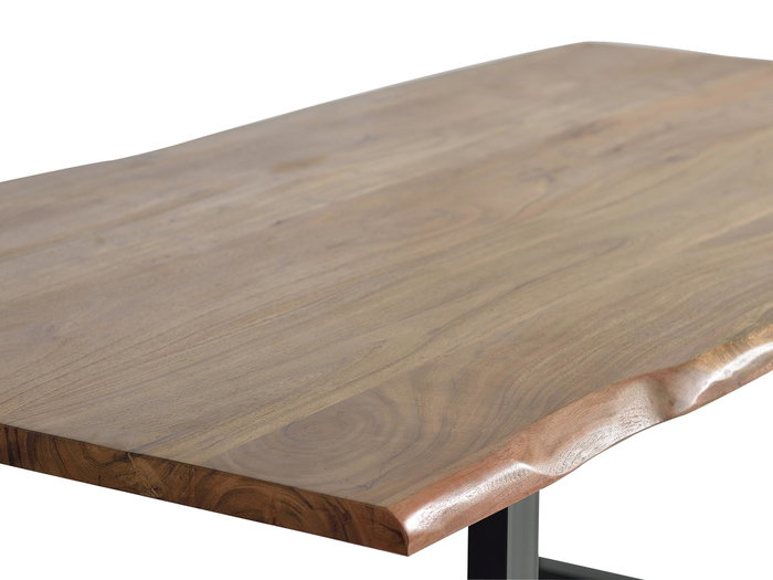 GINER Y COLOMER Mesa de comedor en madera de acacia natural y patas de metal negro